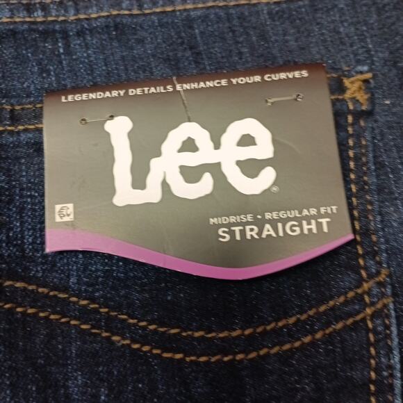 Lee Regular Fit Straight Leg Jeans Women's 16 Petite Blue Mid Rise Dark Wash - Picture 2 of 8